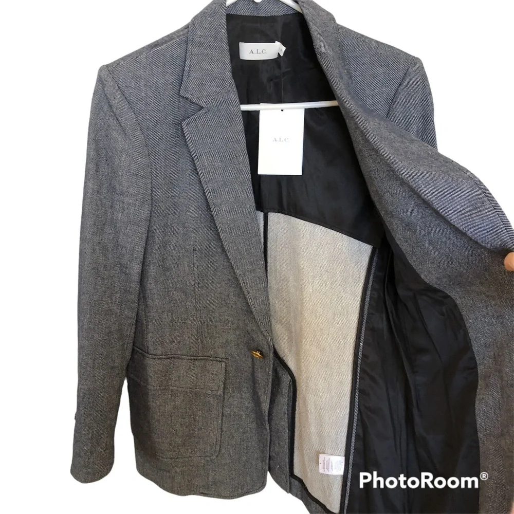 A.L.C. Cotton/Linen Blazer/Jacket Grey Single Button Size 6 - Picture 9 of 16